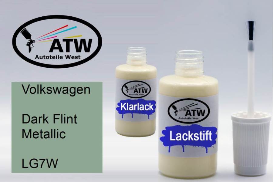 Volkswagen, Dark Flint Metallic, LG7W: 20ml Lackstift + 20ml Klarlack - Set, von ATW Autoteile West.